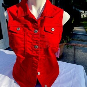 Dress Barn Red Button Vest NWT Sz Large